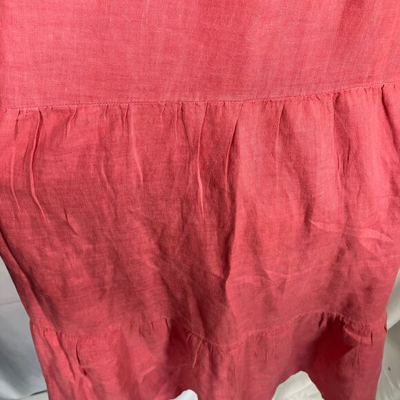 Velvet by Graham & Spencer Linen Dress Small Pink Tiered Ruffle Sleeve Boho USA - Picture 14 of 16